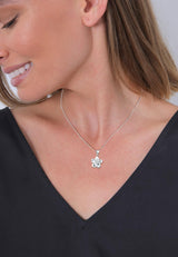 Elli Premium señorías-collar con colgante frangipani flor circonios 925 plata diamante (0.03 ct) Blanco corte brillante 45 cm - 0108771115_45