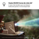 LG PU600U - Proyector CineBeam 4K UHD, Láser 3 Ch (RGB), Smart TV WebOS 24, Brillo 600 Lúmenes, HDR10 y HLG, Pantalla hasta 120", AirPlay 2 y Screen Share, Bluetooth, Plata/Negro