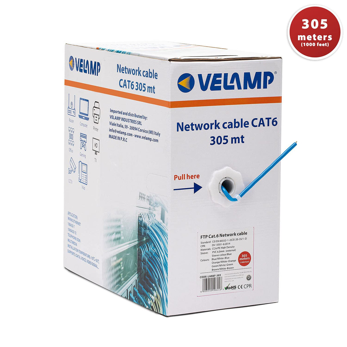 Cable de Red CAT6 FTP 305mt en Caja de extracción