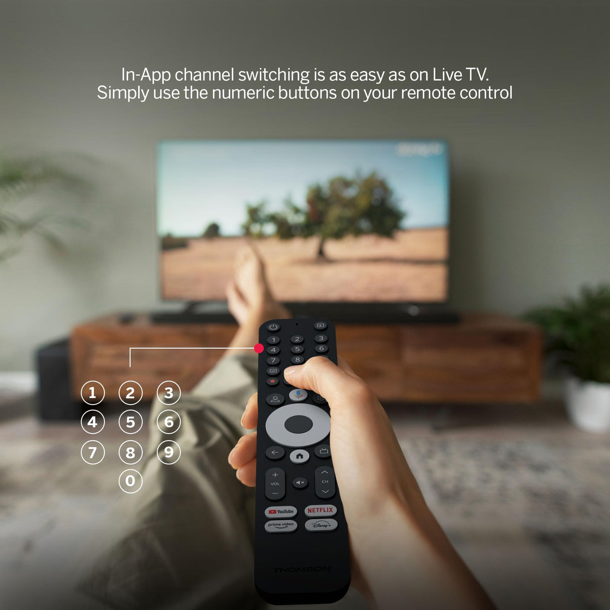 THOMSON Google TV Streaming Box 240, 4K UHD, Google Assistant, Google Cast, Wi-Fi, Bluetooth 5.0, HDMI 2.1, Dolby Atmos, Dolby Digital+, HDR10, 2 GB RAM, 8 GB Memoria