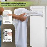 AdirHome Cesta de lavandería integrada, cesta de ropa con tapa, cesta de lavandería de pared, gran solución de ahorro de espacio para baños remodelados, cocina, color blanco