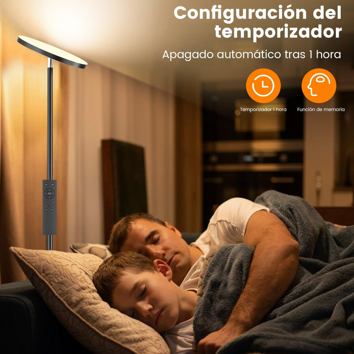YICAIZI Lámpara de Pie LED Regulable de 42W, Lamparas de Pie Para Salon Superbrillante de 4000 LM Para Sala de Estar Con Luz de Lectura, Ajuste de temperatura de color y brillo (36W RGB)