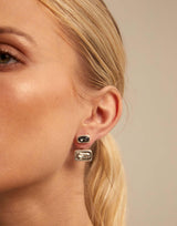 Uno de 50 | Pendientes Multiposición en Aleación de Metales | Baño en Plata de Ley | Cristales Gris y Blanco | Joyería Artesanal