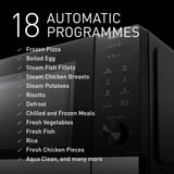 Panasonic NN-GD39QSEPG 29L Horno microondas parrilla de acero inoxidable con plato de vapor, 1000W, descongelación automática, rueda y accesorios