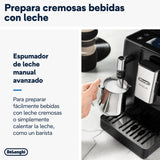 De'Longhi Rivelia EXAM440.35.B, Cafetera Superautomática con Espumador de Leche Manual, Tamaño Compacto, 8 Recetas, Pantalla Táctil a Color, Negro Ónix