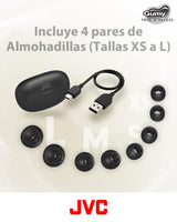 JVC Auriculares Inalámbricos Bluetooth Deportivos | Control Táctil | 3 Modos de Sonido | 24h de Batería | Bluetooth 5.3 | Almohadillas 4 Tallas XL a S | Resistente a Salpicaduras | Negro - HA-Z77T