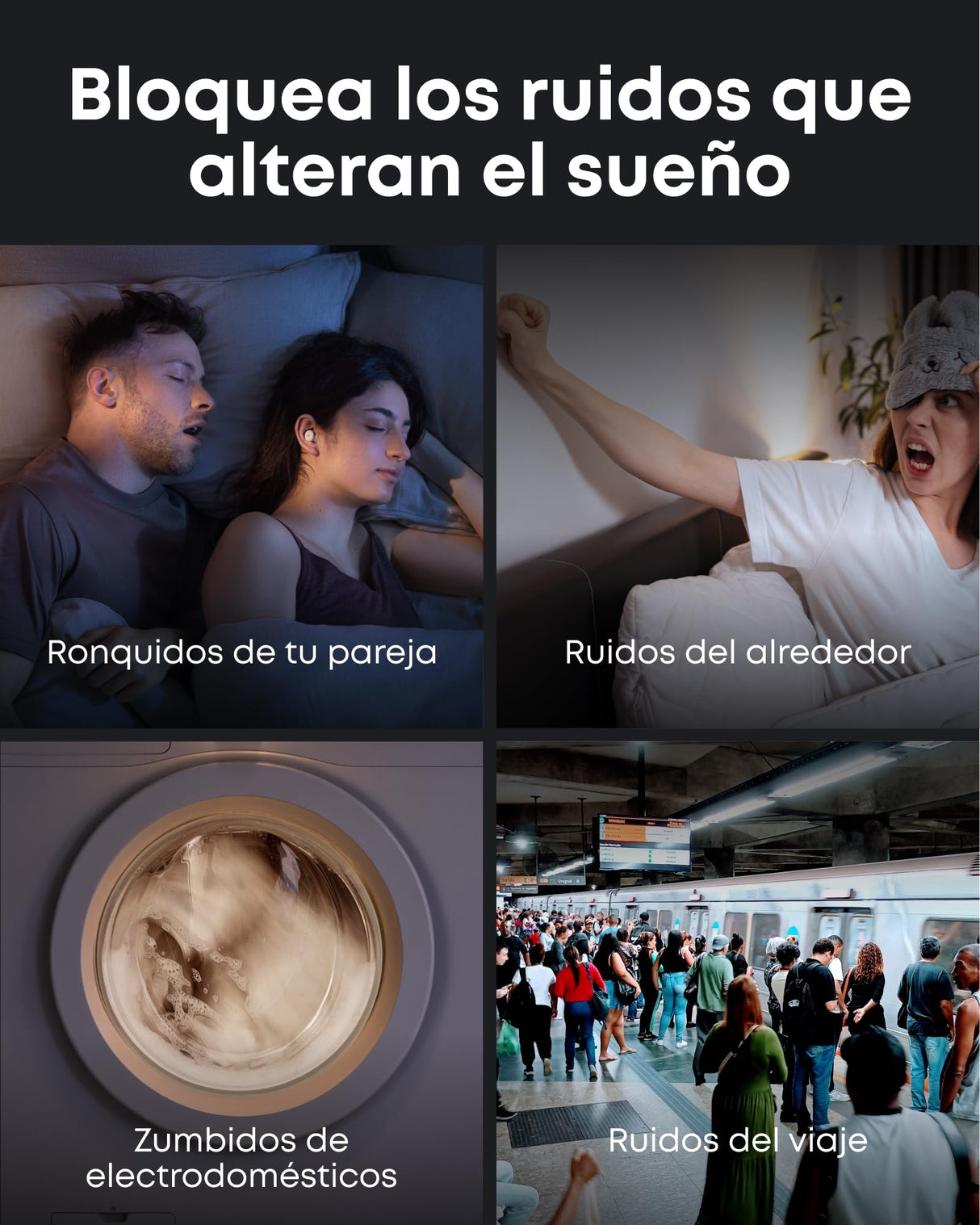 Soundcore Auriculares Sleep A30 de Anker: con Cancelación Activa de Ruido, Sistema Adaptativo para Bloquear los Ronquidos, Máxima Comodidad para Quienes Duermen de Lado y 45h de Reproducción
