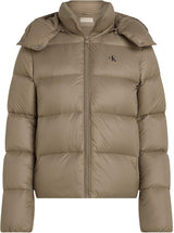 Calvin Klein Cazadora acolchada Mujer Down Short Puffer con capucha, Beige (Brindle), 3XL