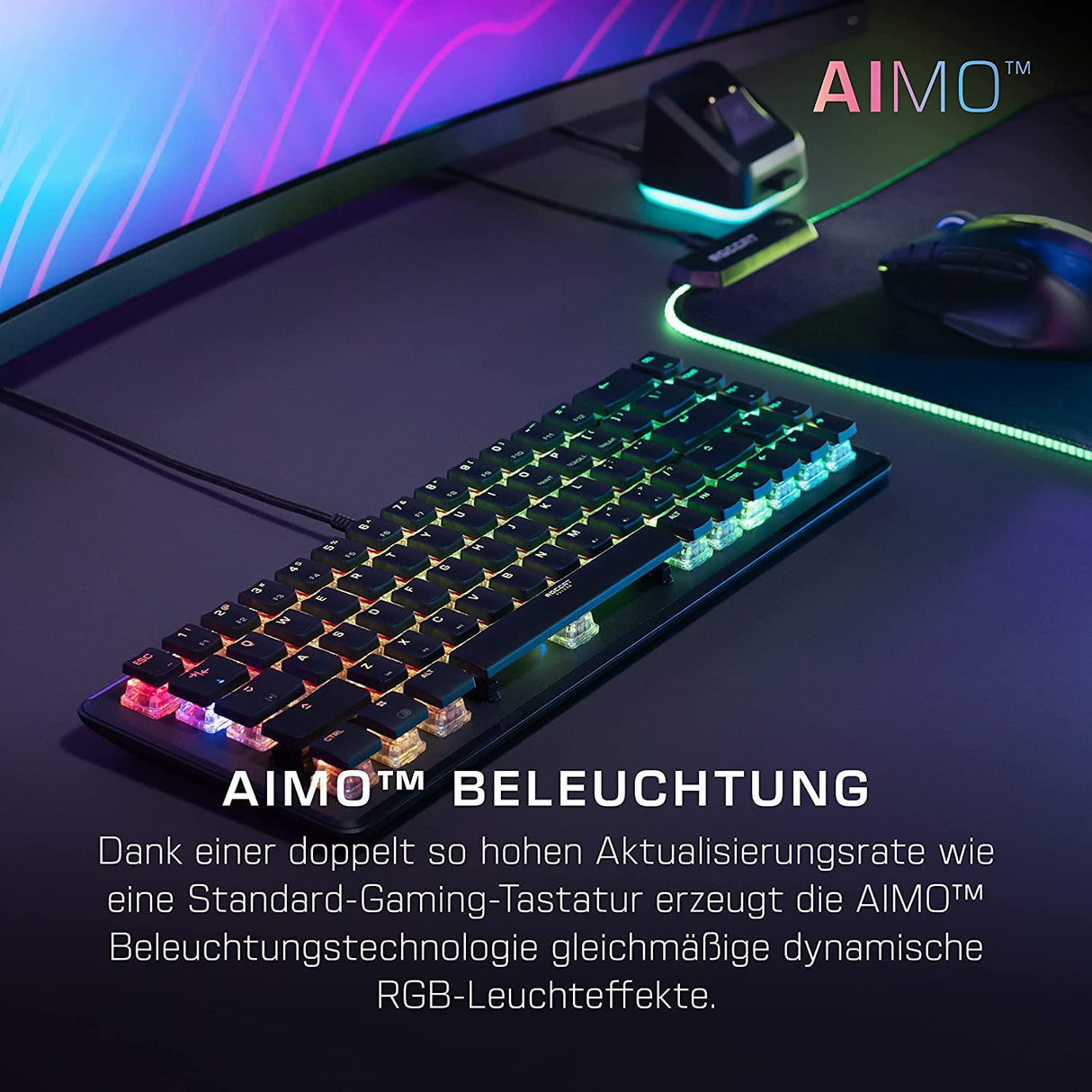 Roccat Vulcan II Mini Tastatur Negro Gaming - Interruptores Rojos, diseño Deutsches