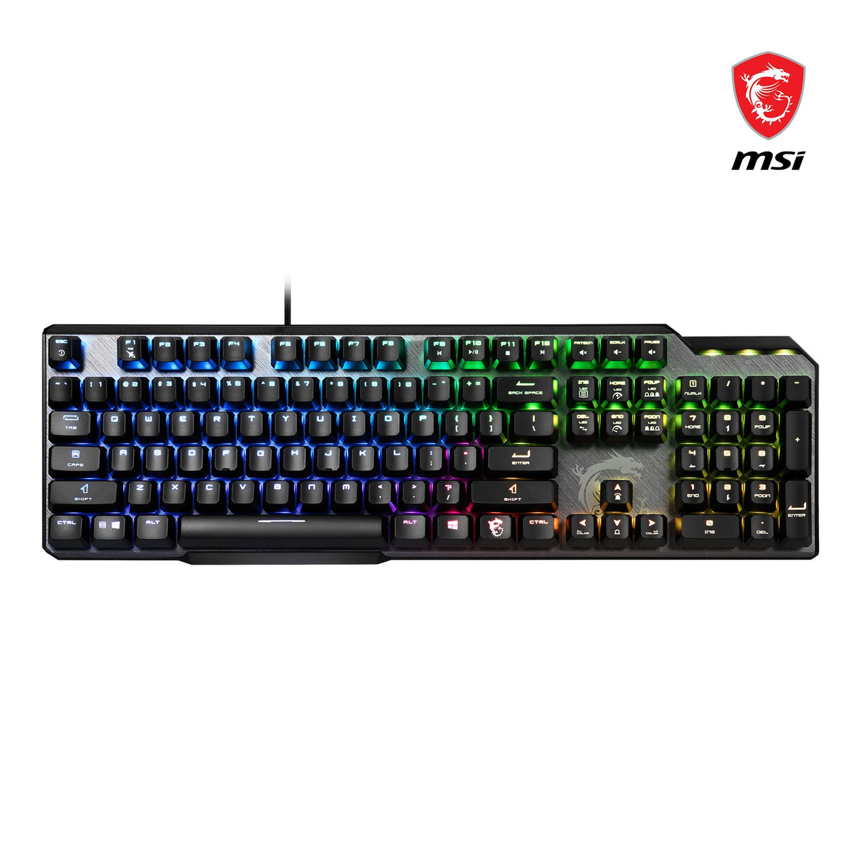 MSI Vigor GK50 Elite Box White Teclado Gaming Mecánico AZERTY FR, Switches Clicky, Ergonómicos, Acabado Metal Cepillado, Base Antideslizante, RGB por Tecla Mystic Light, USB 2.0 -Tamaño Completo