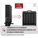 Atlantis A03-OP2002-RC UPS Online - Sistema de alimentación ininterrumpida con Doble conversión Onda sinusoidal Pura 2000 VA 1350 W, Servidor Convertible, Pantalla LCD, USB, Serie RS-232, 8 Salidas