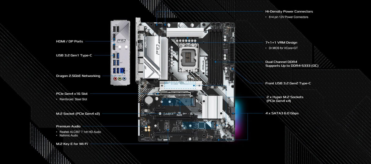Asrock B760 Pro RS/D4 Intel B760 LGA 1700 ATX