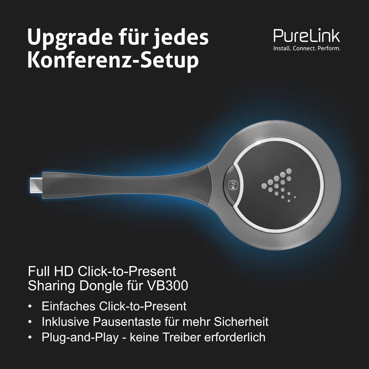 PureLink Vuelogic - Dongle inalámbrico para VB300 Videobar, USB-C, transmisión de vídeo 1080p, Doble Banda, fácil de Usar, Plug and Play, Compatible con Windows, Mac, Android