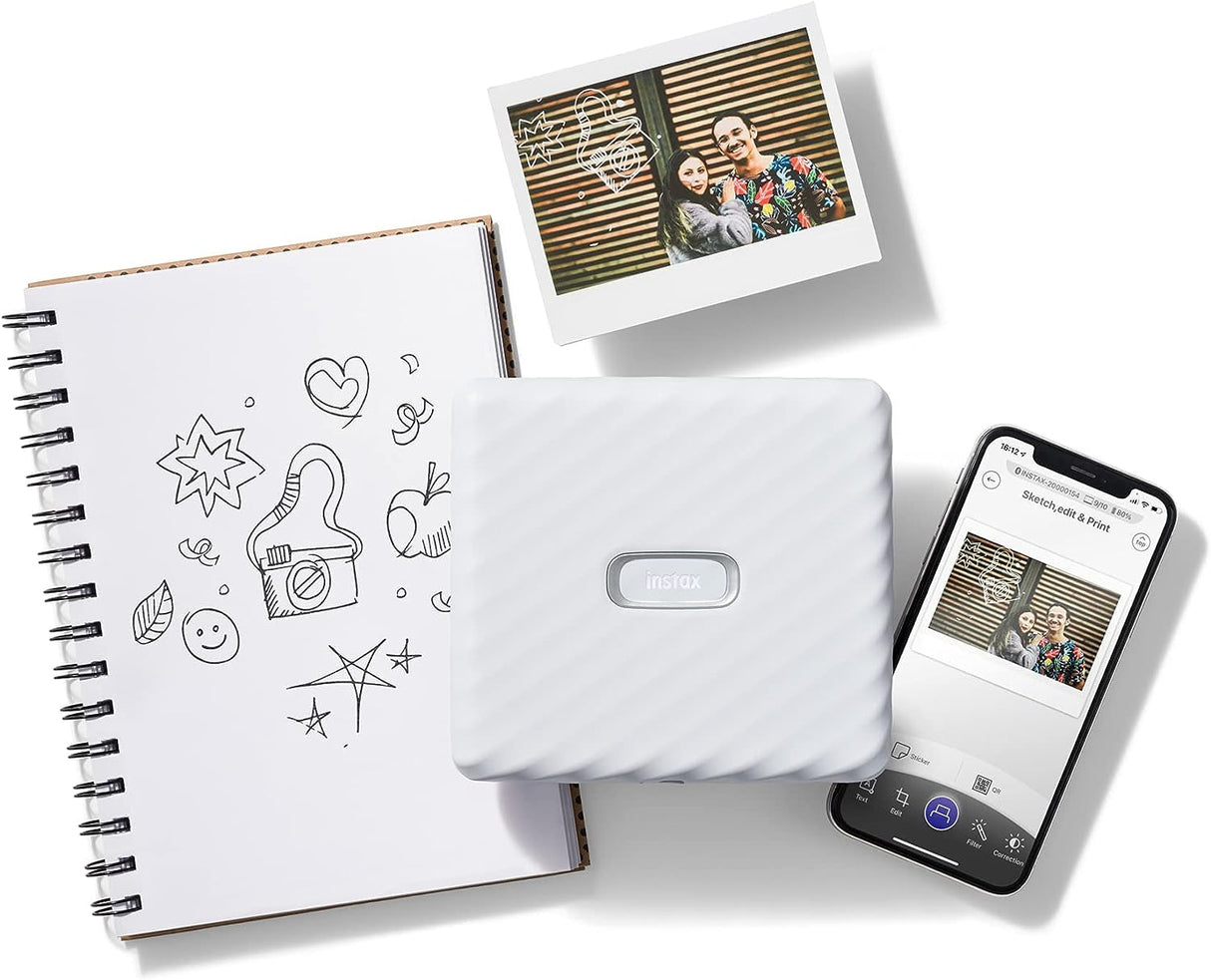 instax Link Wide Impresora para teléfonos, Color Blanco Ceniza.