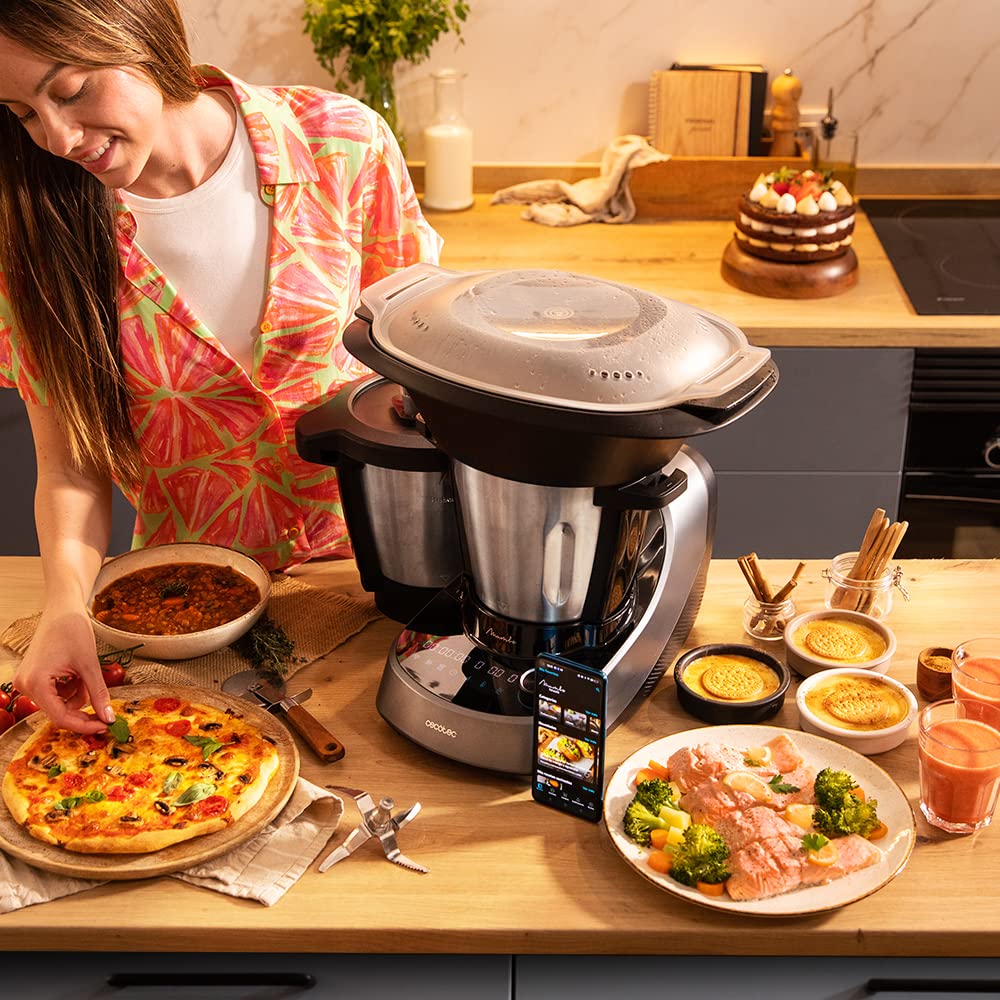 Cecotec Robot de Cocina Multifunción Mambo 11090 Habana. 1600 W, 37 Funciones, APP, Báscula, Jarra Antiadherente Habana y Jarra de 3,3 Litros de Acero Inox, Recetario y Accesorios