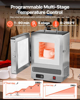 VEVOR Horno Fundidor de Sobremesa, 1500 W Horno Potente Eléctrico de Acero Inoxidable Temperatura Máxima de 1200 ℃ de Fundir Oro para Fundición en Cera, Bricolaje con Arcilla, Templado de Metales