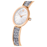 Swarovski Reloj Crystal Rock Oval, Brazalete de Metal, Acabado en Tono Oro Rosa, Blanco, Fabricado en Suiza