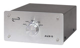 Dynavox AUX-S, Interruptor de expansión de Entrada en Carcasa de Metal con 5 entradas RCA, para amplificadores estéreo y Surround, Color Plateado