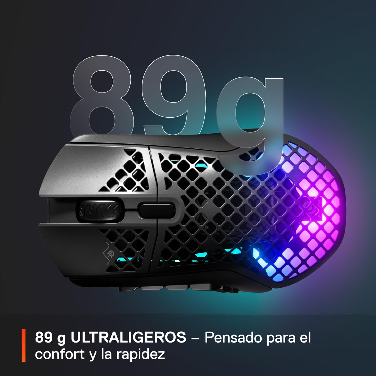 SteelSeries Aerox 9 Wireless - Ratón gaming RGB - Ultraligero resiste al agua - 18 botones - Bluetooth/2,4 GHz - Sensor TrueMove Air 18K DPI