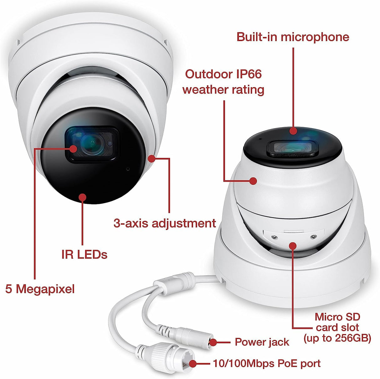 TRENDnet, TV-IP1515PI, Cámara de Red de torreta Fija IR H.265 PoE de 5 MP para Interiores/Exteriores, Carcasa con clasificación IP66, visión Nocturna IR de hasta 30 m (98 pies)