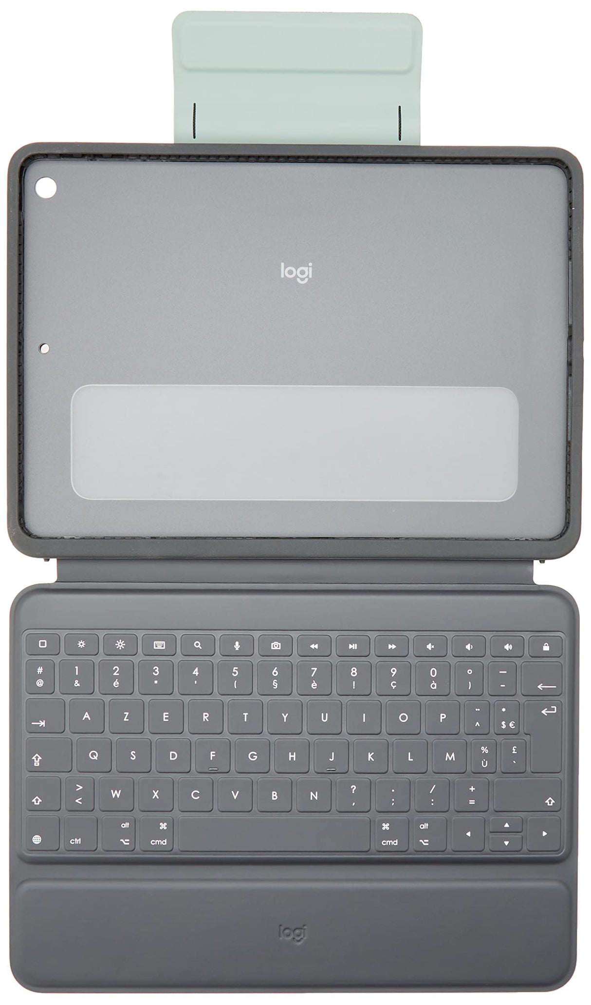 Logitech Rugged Folio para iPad (7.ª, 8.ª y 9.ª generación) Funda con teclado protectora, Disposición AZERTY Francés - Negro