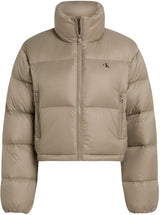 Calvin Klein Cazadora acolchada Mujer Down Cropped Puffer corta, Beige (Brindle), XL