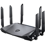 MSI RadiX AX6600 WiFi 6 Router Gaming Tres Bandas - WLAN Rápida de hasta 6600 Mbps (5GHz, 2.4GHz Inalámbrico), AI QoS Priority, MU-MIMO, Beamforming, WPA3, 2.5G WAN/LAN & 4 x 1G LAN Ports