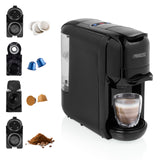 Princess 249452 Máquina de café multicápsulas con adaptadores para cápsulas Nespresso, Dolce Gusto y monodosis ESE, 19 bares de presión, depósito de agua extraíble de 600 ml, 1450 W