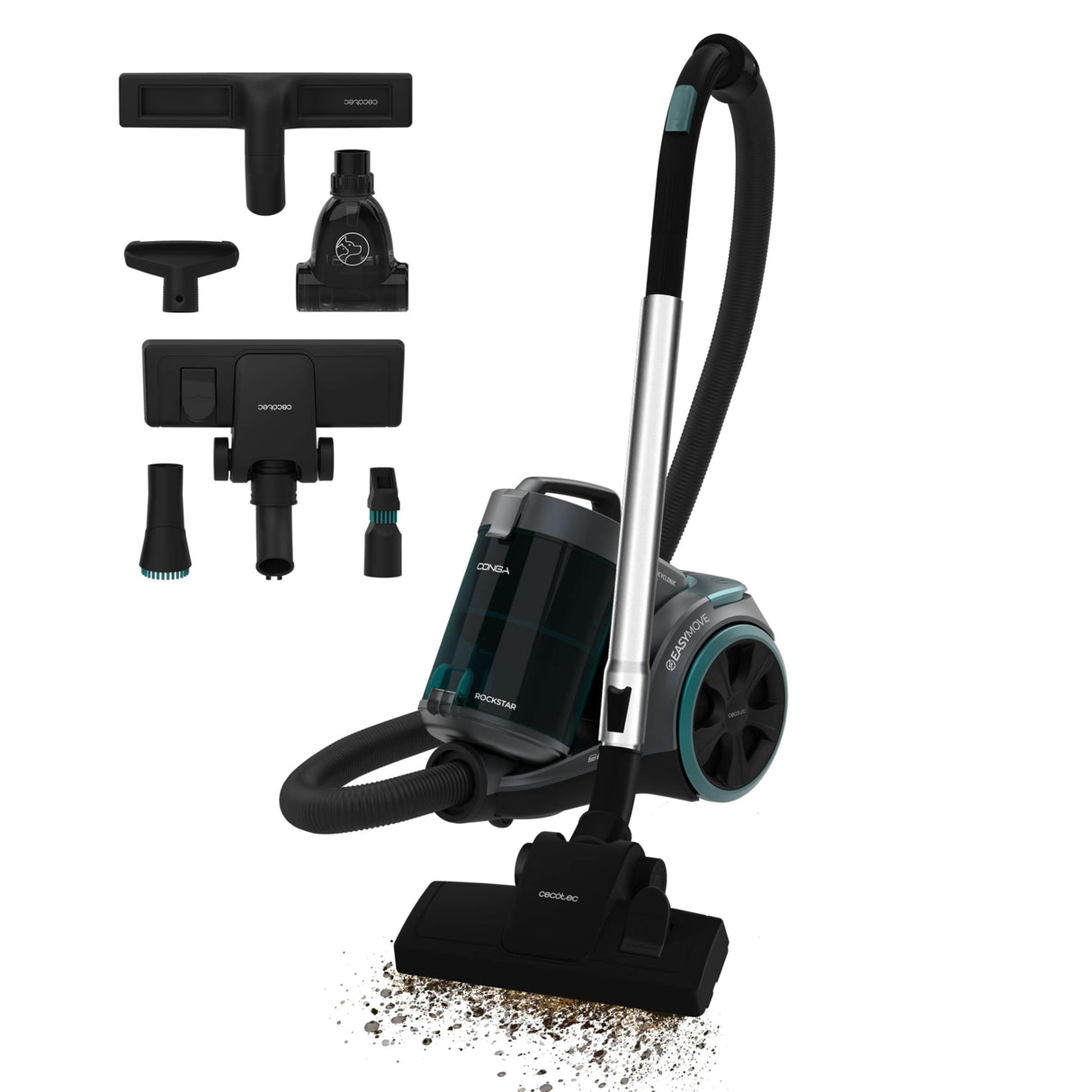Cecotec Aspiradora con Cable sin Bolsa de Trineo Conga Rockstar Multicyclonic XL PowerStyle. 900W, Multiciclónico sin Bolsas, Regulador de Potencia, Capacidad 3,3L, Doble Filtro HEPA, Tubo Metálico