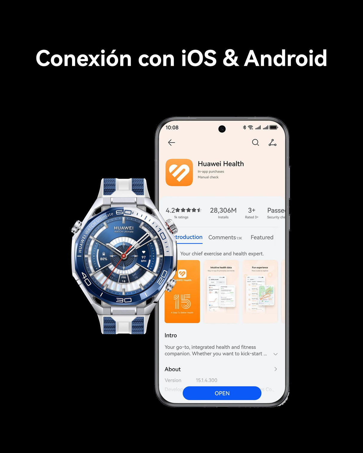 HUAWEI Watch Ultimate 2, Reloj Inteligente GPS, Metal Líquido a Base de Circonio, Buceo de hasta 150 Metros, Comunicación Subacuática Basada en Sonar, Monitoreo de Salud Preciso, eSIM, Negro