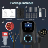 Tera EV Cargador con Smart App 32A Tipo 2 22kW 400V CE y TüV wallbox Cable de Carga de 7 Metros con Soporte para el Cargador Control de la aplicación Enchufe de 3 Fases CEE Coche electrico W01