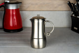 Café Stål MEC-06M Elements Espresso Cafetera de acero inoxidable 18/10 – Pulido brillante con tapa abatible, adecuado para 6 tazas de mokkatassen acero