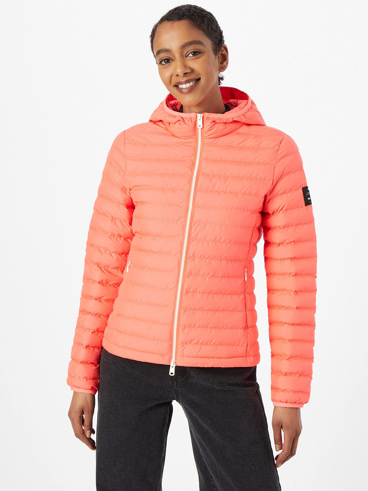 ECOALF - Abrigo Mujer Atlanticalf, de Poliéster Reciclado, con Cuello Redondo, Relleno de Fellex, Ultraligero y Cómodo, Chaqueta Mujer, Talla M, Color Rosa Ácido