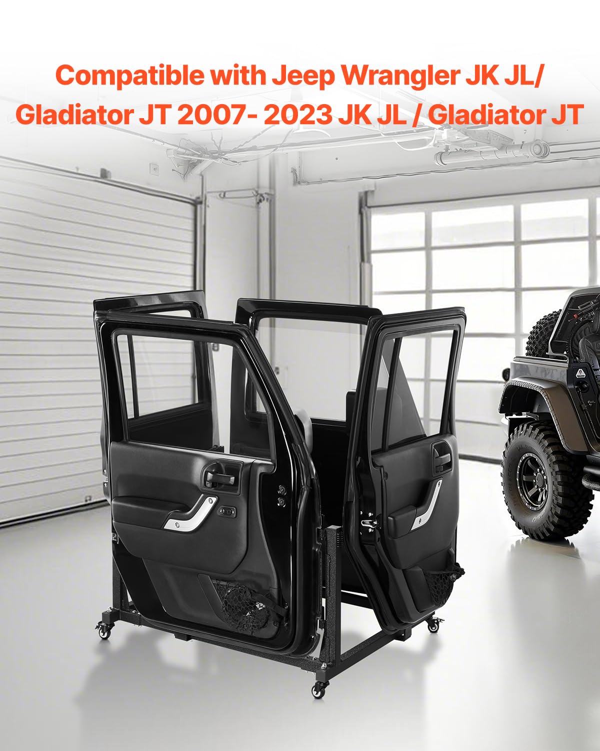 VEVOR Carro de almacenamiento para 4 puertas Jeep Wrangler JK JL/Gladiator JT 2007-2023 JK JL/Gladiator JT 2007-2023 JK JL/Gladiator JT Negro