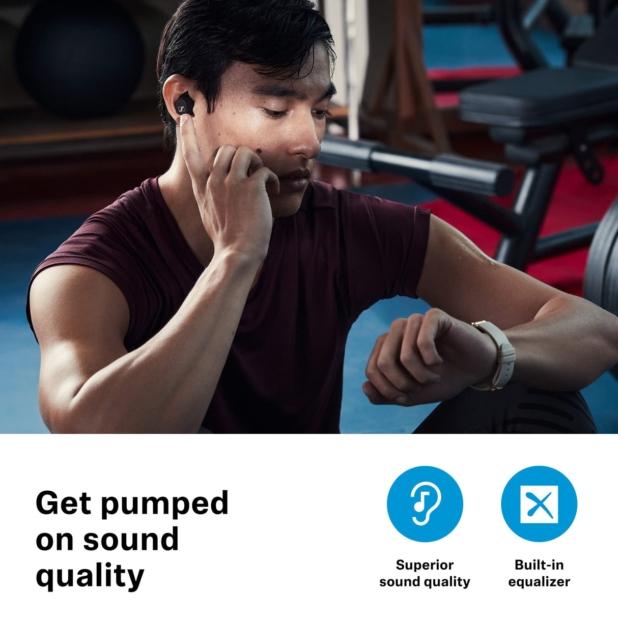 Sennheiser Sport True Wireless - auriculares intraurales Bluetooth para estilos de vida activos, cancelación de ruido, controles táctiles, y batería de 27 horas de duración, Negro