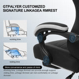 GTPLAYER - Silla para Juegos de Oficina, ergonómica, sillón Gaming Leathaire, reposabrazos reclinable, con reposapiés, Color Negro