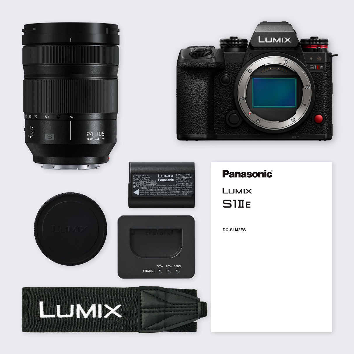 Panasonic LUMIX S1IIE Cámara Sin Espejo de Fotograma Completo, 24MP, Cs4K 60p Área Completa, Video 6K 30p Open Gate, I.S. Activo, Grabación 4:2:2 10 bit, Montura L, DC-S1M2ESME, Objetivo 24-105mm F4