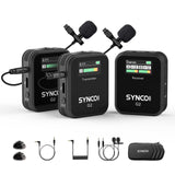 SYNCO Micrófono Lavalier inalámbrico, G2 (A2) 2.4GHz Clip en Solapa con Sistema de micrófono para Smartphone Cámara DSLR, Microfonos Inalambricos Solapa