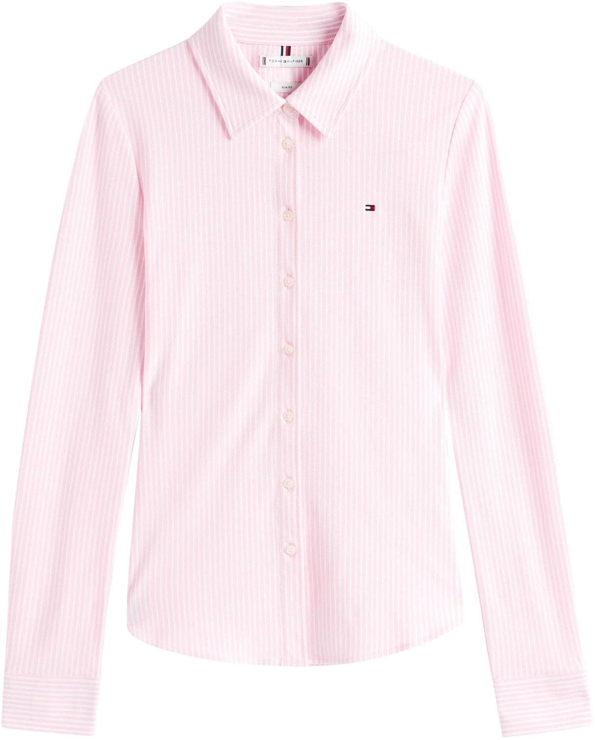 Tommy Hilfiger Camisa Mujer 1985 Slim con cuello francés, Multicolor (Ithaca Stp/ Classic Pink), S