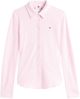 Tommy Hilfiger Camisa Mujer 1985 Slim con cuello francés, Multicolor (Ithaca Stp/ Classic Pink), S