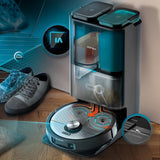 Cecotec Robot Aspirador y Friegasuelos Base Autovaciado con Hair Cutting Conga 20090 ProAI InfinitySoap Cut&SPA. 8000Pa, Tecnología Láser, Detección de Objetos, Dosificador de Jabón, App