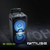 Muse M1920DJ Equipo PA con batería de 300 W con CD, Bluetooth y Efectos de luz (USB, AUX, micrófono, Mando a Distancia), Color Negro