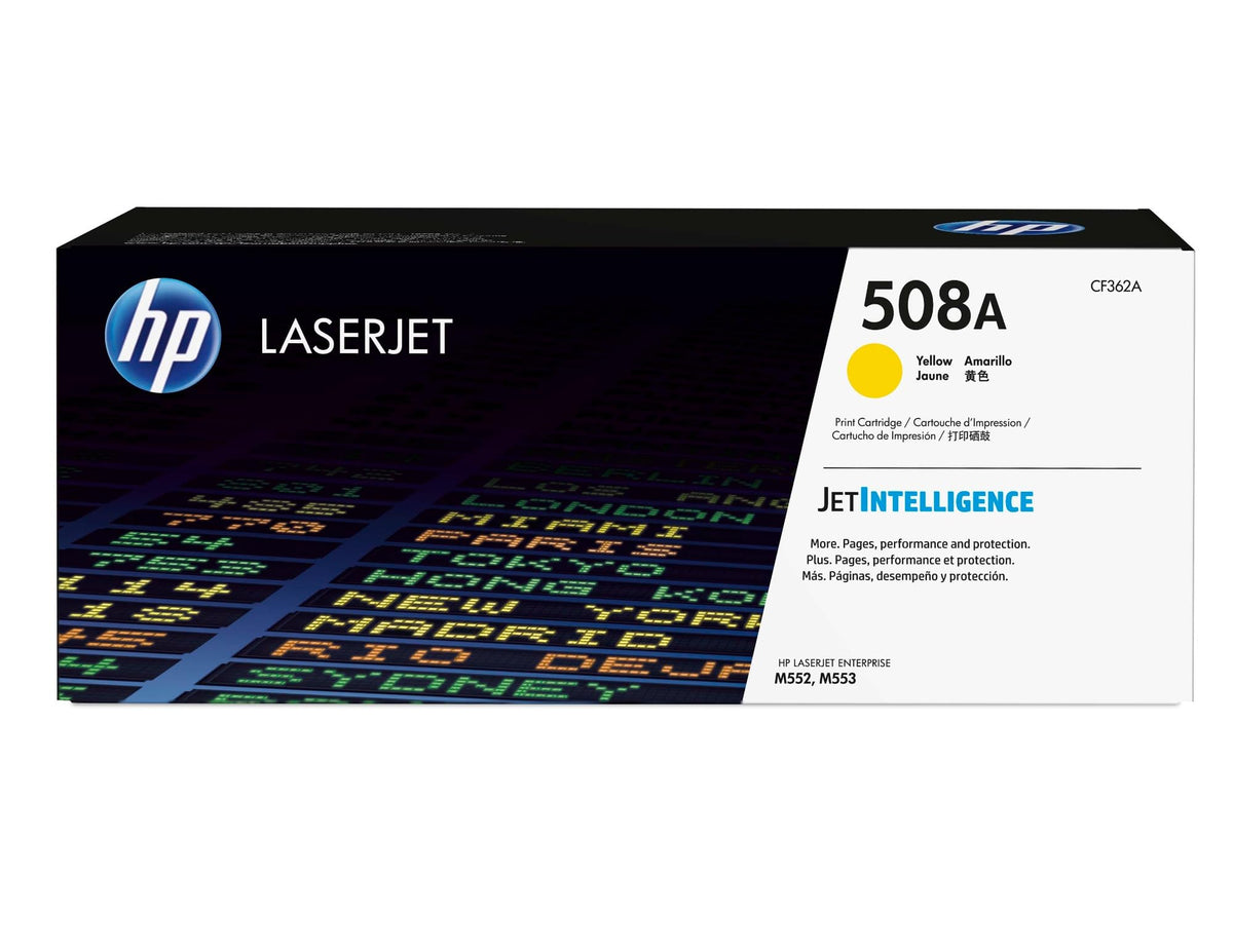 HP 508A CF362A, Amarillo, Cartucho Tóner Original, de 5.000 páginas, para impresoras HP Color LaserJet Enterprise serie 552, 553; LaserJet Enterprise serie 577