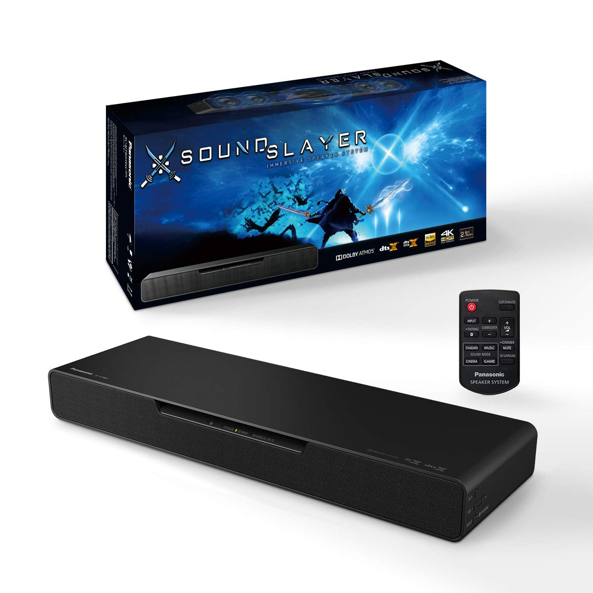 Panasonic SC-HTB01EG - Altavoz para PC Gaming 2.1 All-In-One con Subwoofer Integrado (USB, Audio Alta Resolución, 80 W, 3D Sound, Dolby Atmos, DTS:X, Bluetooth, Transmisión 4K, HDMI) Negro