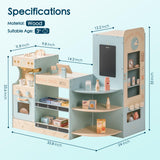 ROBUD Tienda de Compras para niños, Tienda de Compras de Madera, Juguete de Tienda de comestibles con máquina de café, Caja registradora, máquina expendedora, Juguete de rol Grande, 3+