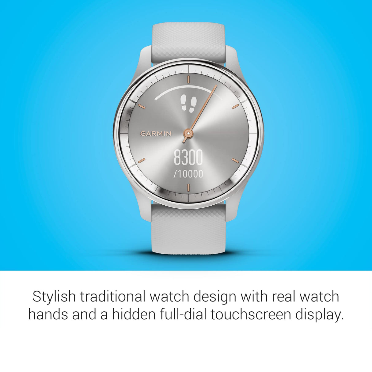 Garmin Vivomove Trend, Elegante Smartwatch Híbrido de 40 mm con Sofisticado Aspecto Analógico, Bisel de Acero Inoxidable y Funciones Inteligentes, Plata Gris