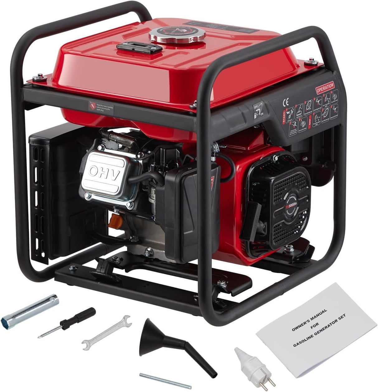Generador de 4000 W de frecuencia variable, generador de gasolina, extremadamente silencioso, USB, enchufe impermeable, portátil, adecuado para exteriores, camping, autocaravana, emergencia