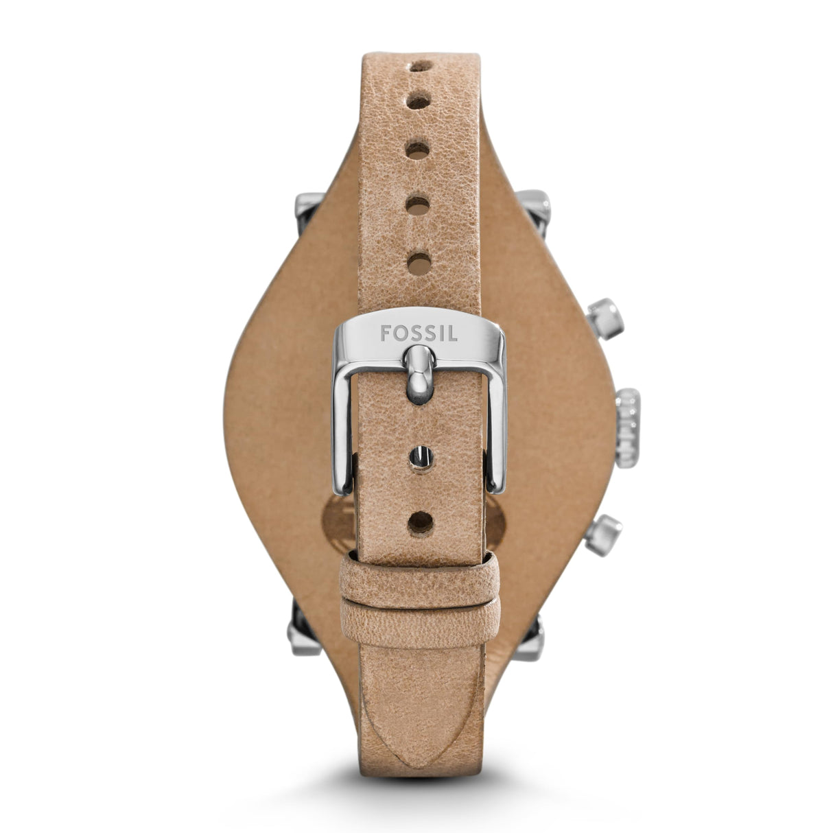Fossil Original Boyfriend Reloj para mujer, movimiento cronógrafo con correa de acero o piel, Beige y plata, 38MM
