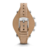 Fossil Original Boyfriend Reloj para mujer, movimiento cronógrafo con correa de acero o piel, Beige y plata, 38MM