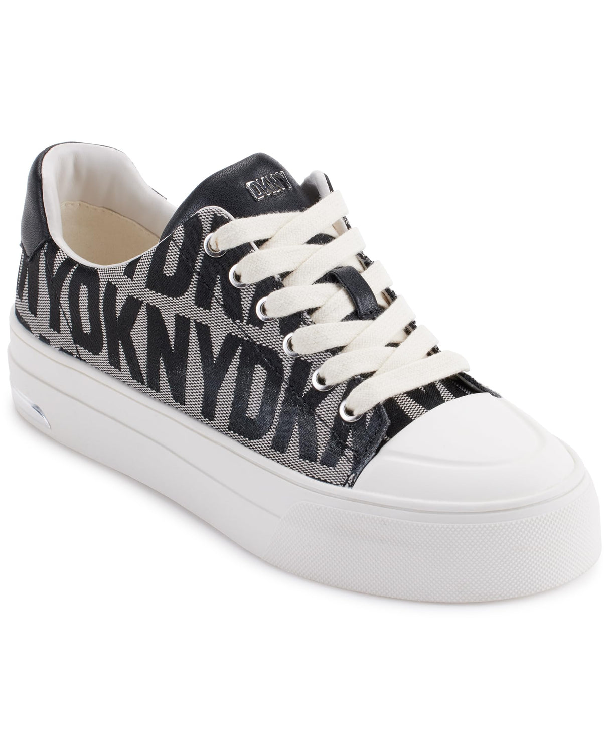 DKNY York Lace-up-Zapatillas Deportivas, Mujer, Negro Blanco, 39 EU